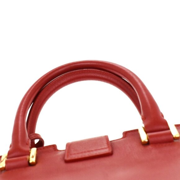 SAINT LAURENT YSL Logo Cabas 2 Way Hand Bag Leather Red GHW Italy 29KB315 - Picture 6 of 16